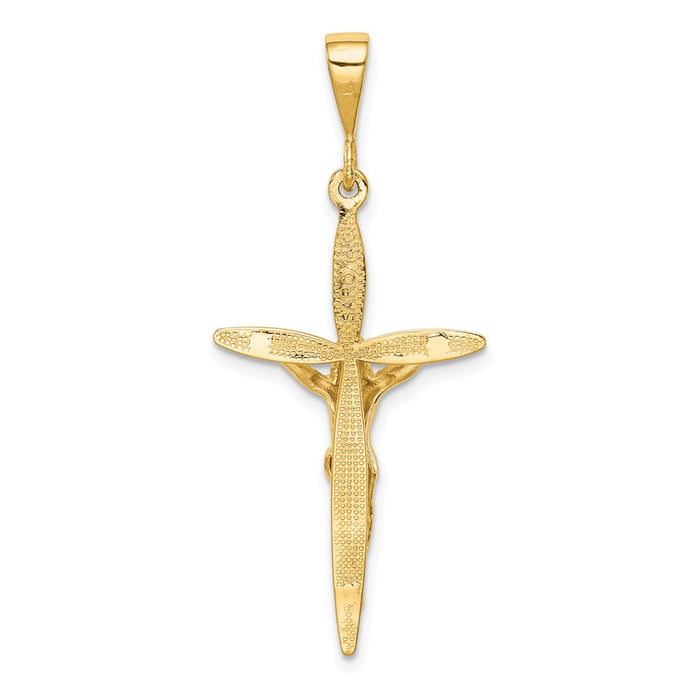 Million Charms 14K Yellow Gold Themed Passion Relgious Crucifix Pendant