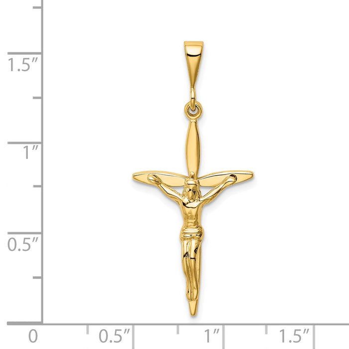 Million Charms 14K Yellow Gold Themed Passion Relgious Crucifix Pendant