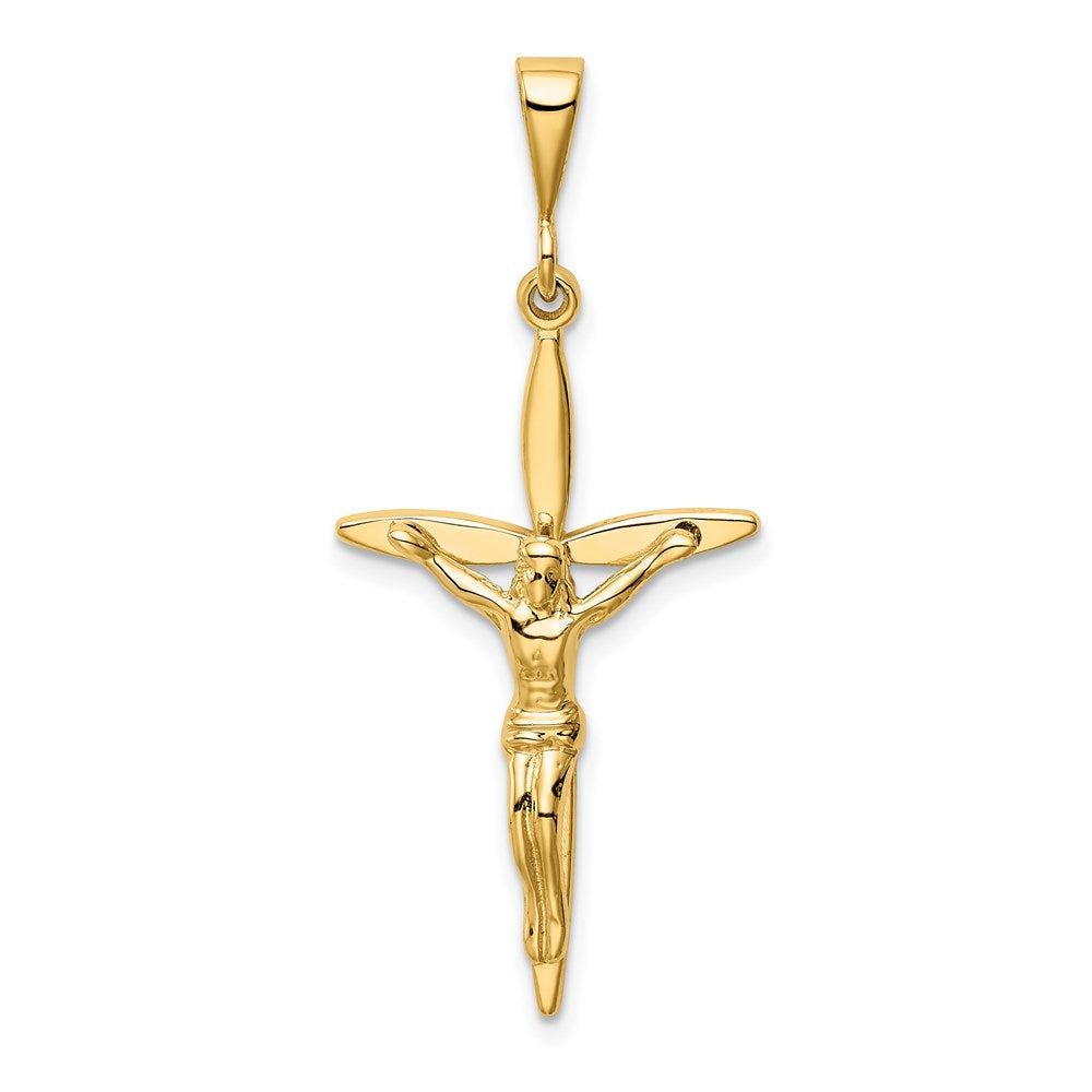 Million Charms 14K Yellow Gold Themed Passion Relgious Crucifix Pendant