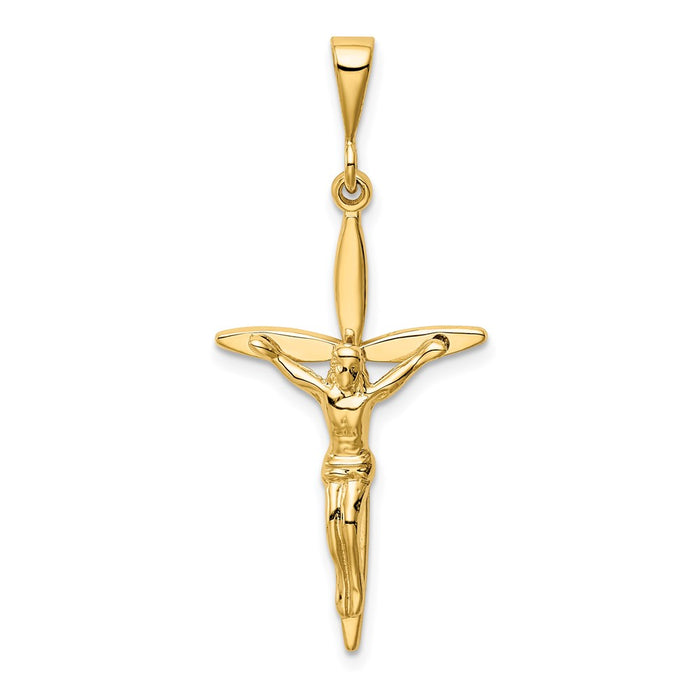 Million Charms 14K Yellow Gold Themed Passion Relgious Crucifix Pendant