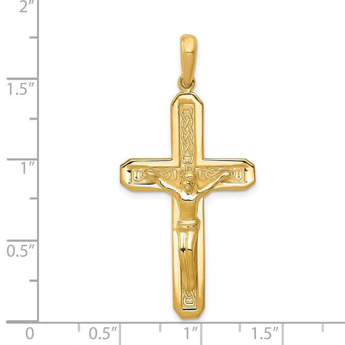 Million Charms 14K Yellow Gold Themed Polished Relgious Crucifix Pendant