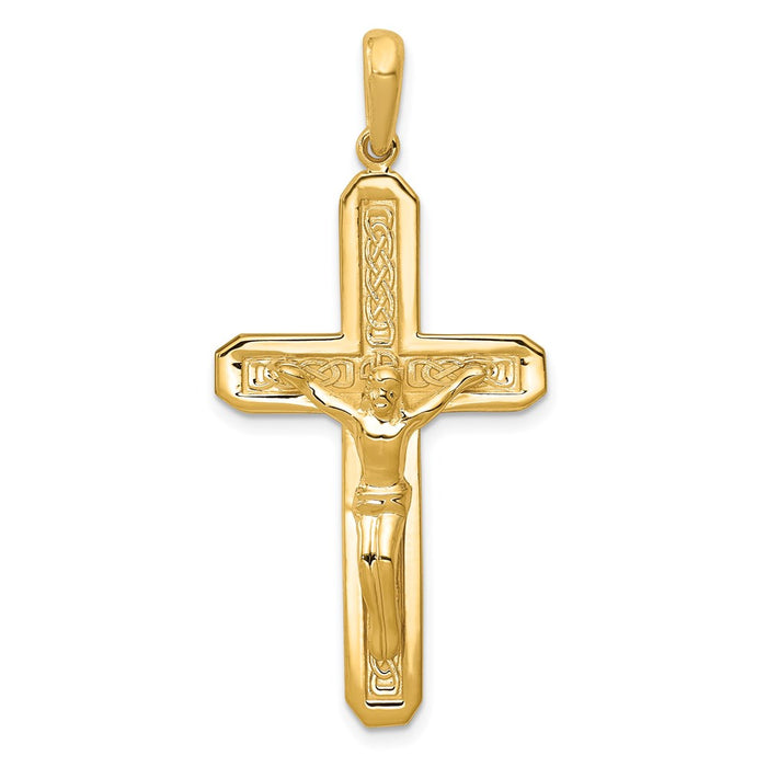 Million Charms 14K Yellow Gold Themed Polished Relgious Crucifix Pendant