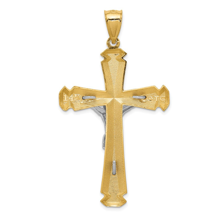 Million Charms 14K Satin Two-Tone Relgious Crucifix Pendant