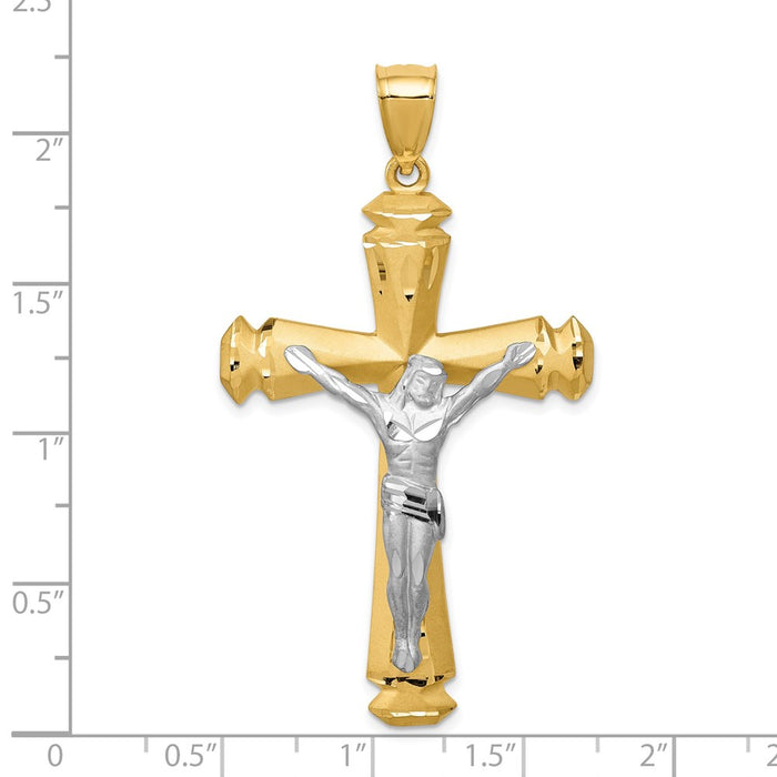 Million Charms 14K Satin Two-Tone Relgious Crucifix Pendant