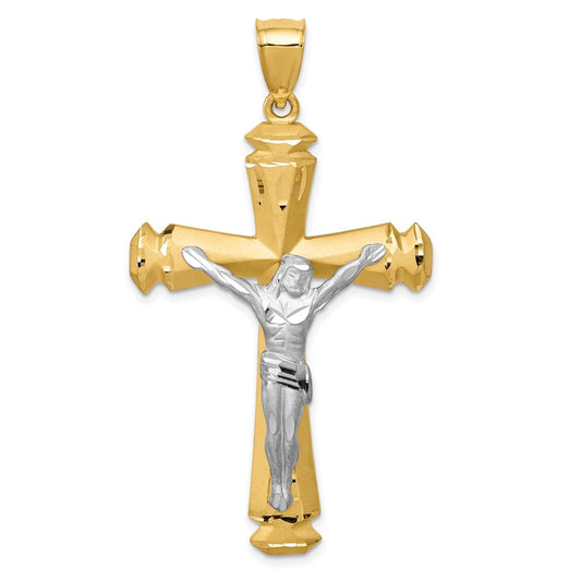 Million Charms 14K Satin Two-Tone Relgious Crucifix Pendant