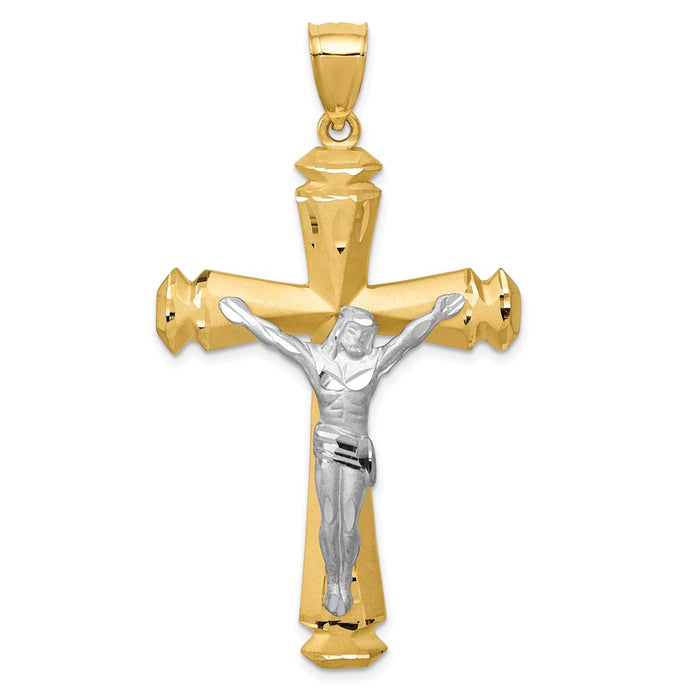 Million Charms 14K Satin Two-Tone Relgious Crucifix Pendant