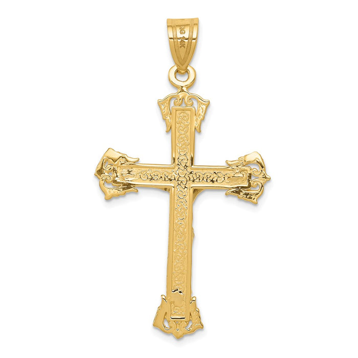 Million Charms 14K Two-Tone Diamond-Cut Relgious Crucifix Pendant