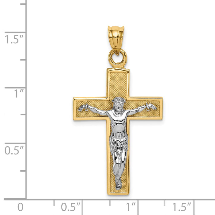 Million Charms 14K Two-Tone Relgious Crucifix Pendant