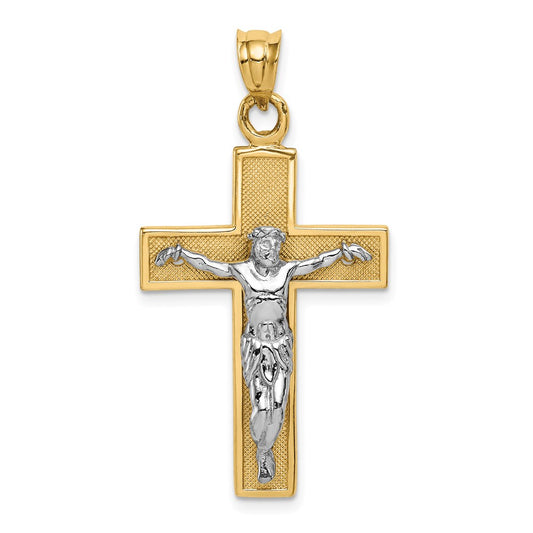Million Charms 14K Two-Tone Relgious Crucifix Pendant