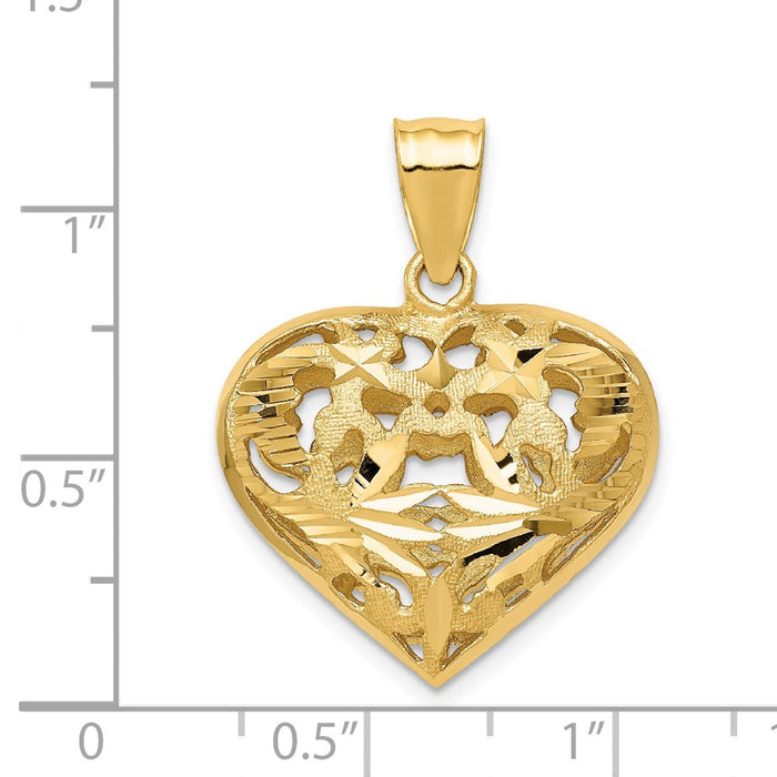 Million Charms 14K Yellow Gold Themed Fancy Heart Charm