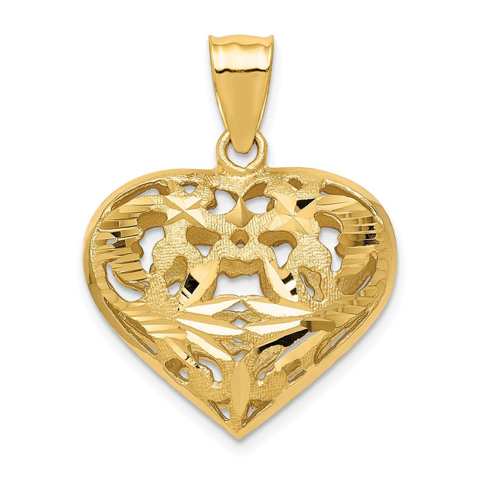 Million Charms 14K Yellow Gold Themed Fancy Heart Charm