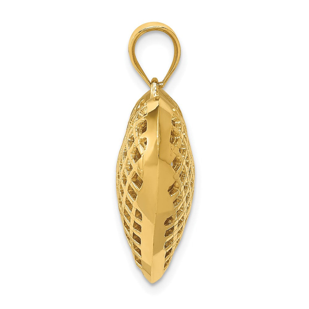 Million Charms 14K Yellow Gold Themed Polished 3-D Woven Heart Pendant