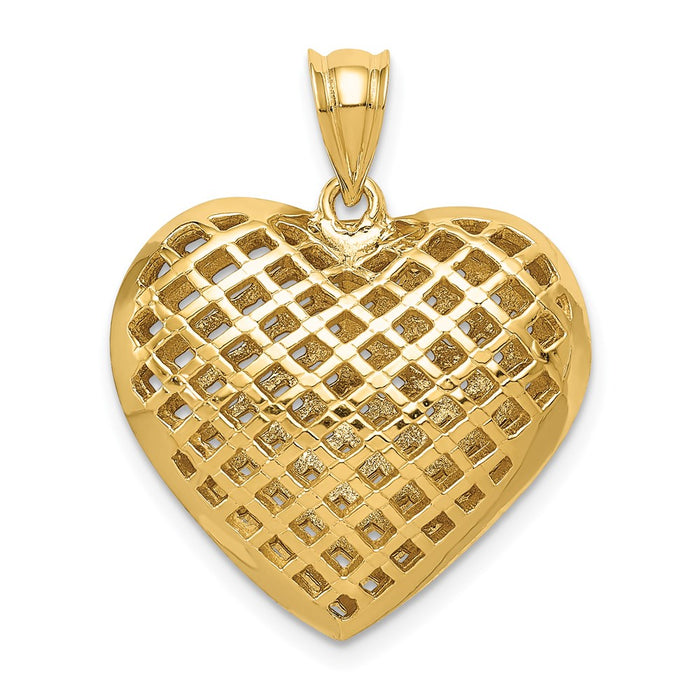 Million Charms 14K Yellow Gold Themed Polished 3-D Woven Heart Pendant