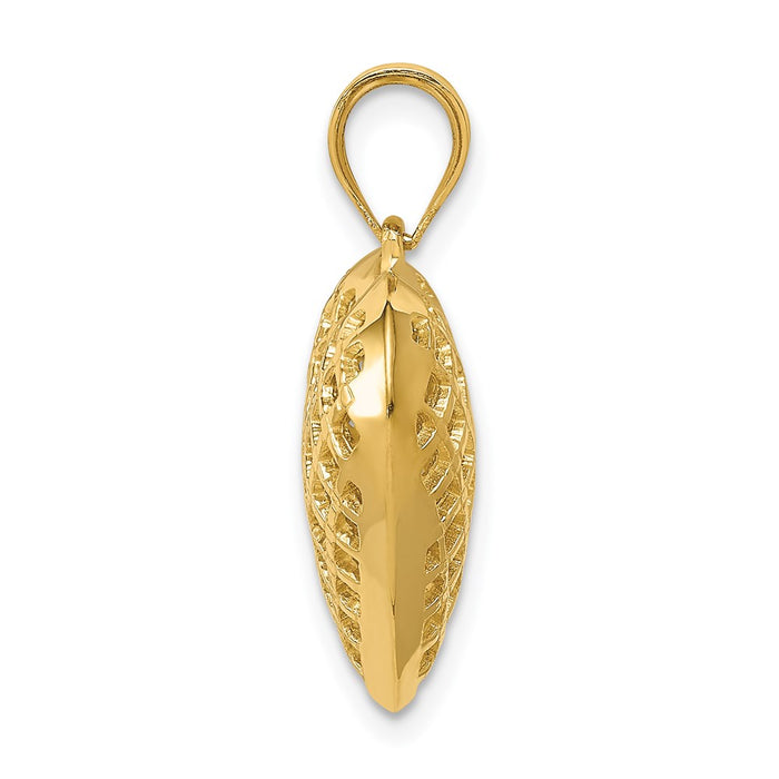 Million Charms 14K Yellow Gold Themed Polished 3-D Woven Heart Pendant