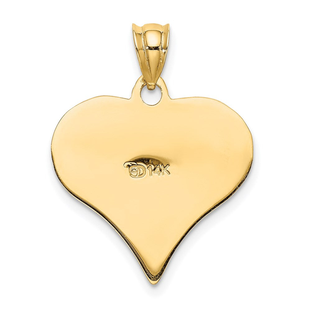 Million Charms 14K Yellow Gold Themed Polished Patterned Heart Pendant