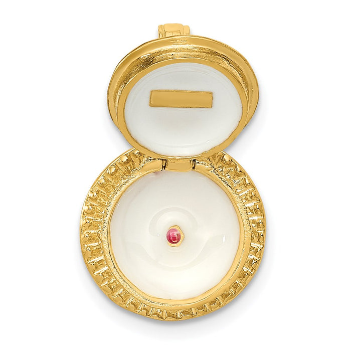 Million Charms 14K Yellow Gold Themed With Enamel Birthday Cake With Candle Inside Pendant