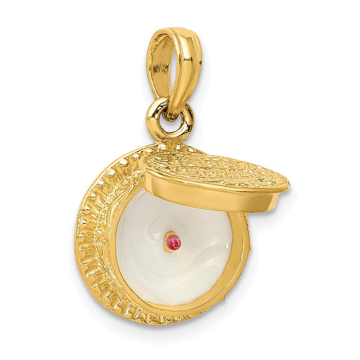 Million Charms 14K Yellow Gold Themed With Enamel Birthday Cake With Candle Inside Pendant