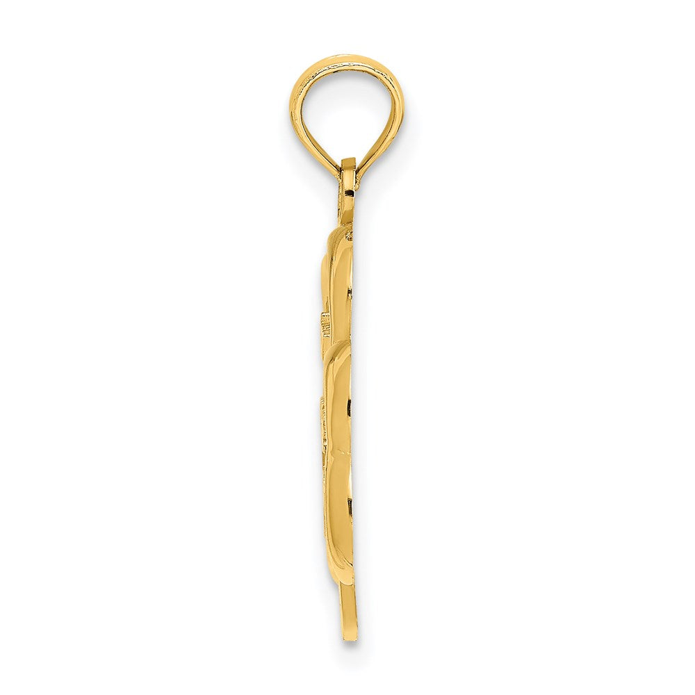 Million Charms 14K Yellow Gold Themed Polished Solid Satin Flat-Backed Happy Religious Saint Pattys Day Lucky Clover  Charm