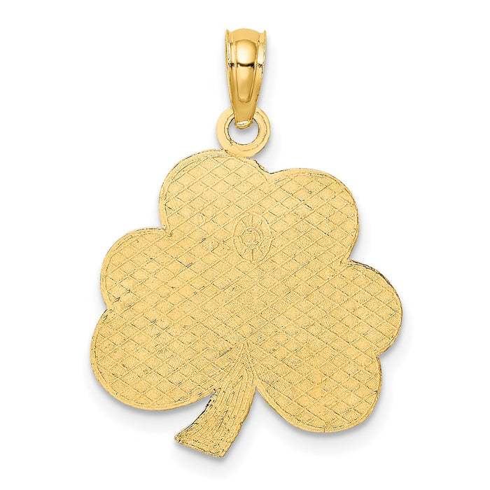 Million Charms 14K Yellow Gold Themed Polished Solid Satin Flat-Backed Happy Religious Saint Pattys Day Lucky Clover  Charm