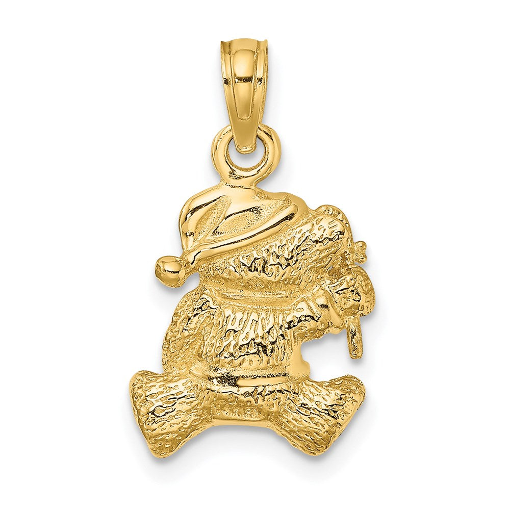 Million Charms 14K Yellow Gold Themed Polished 3-D Teddy Bear Charm