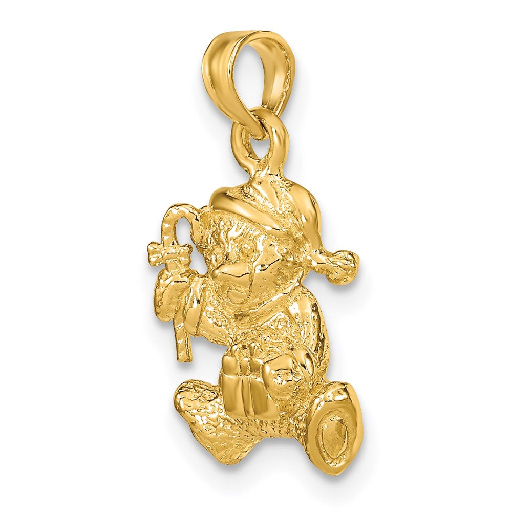 Million Charms 14K Yellow Gold Themed Polished 3-D Teddy Bear Charm