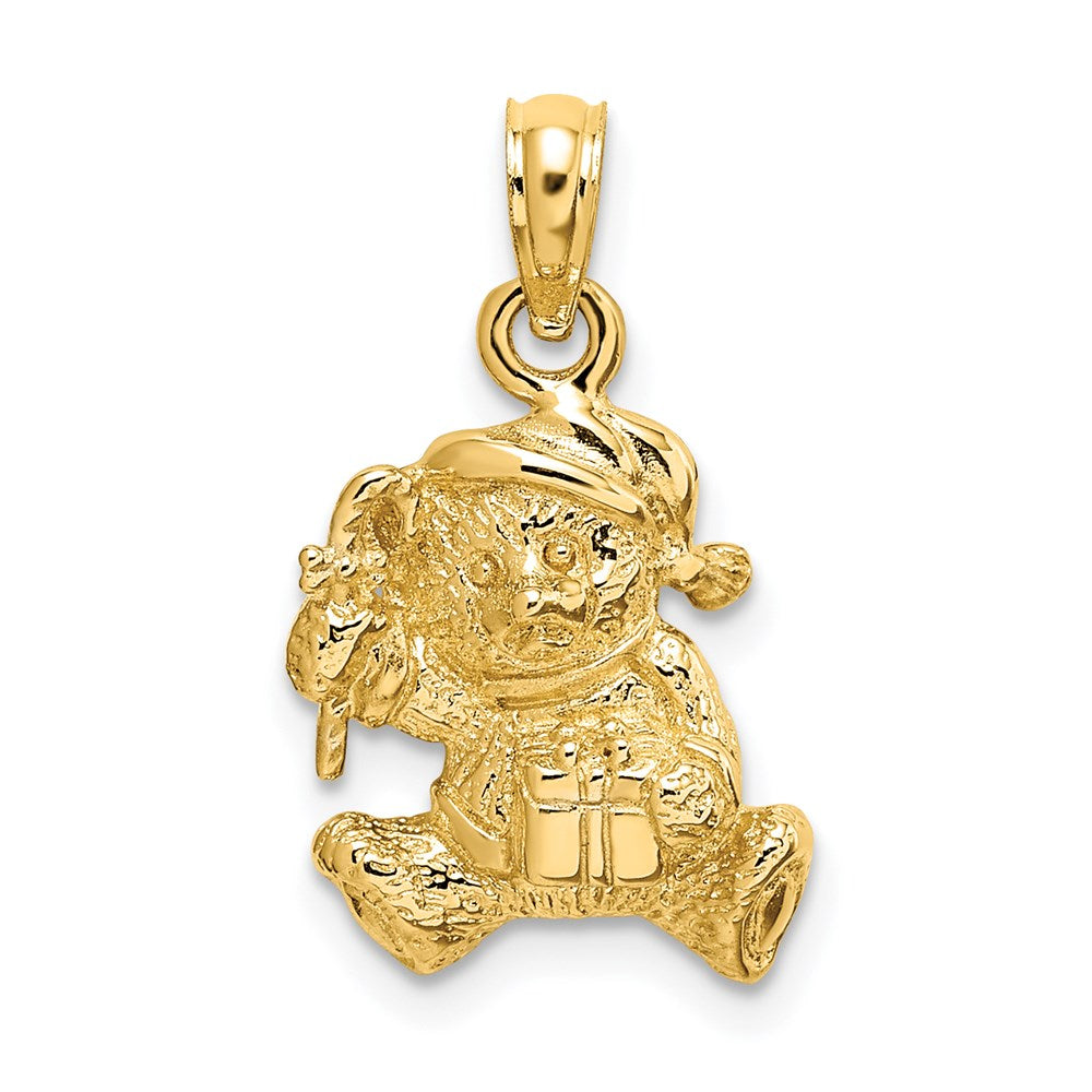 Million Charms 14K Yellow Gold Themed Polished 3-D Teddy Bear Charm