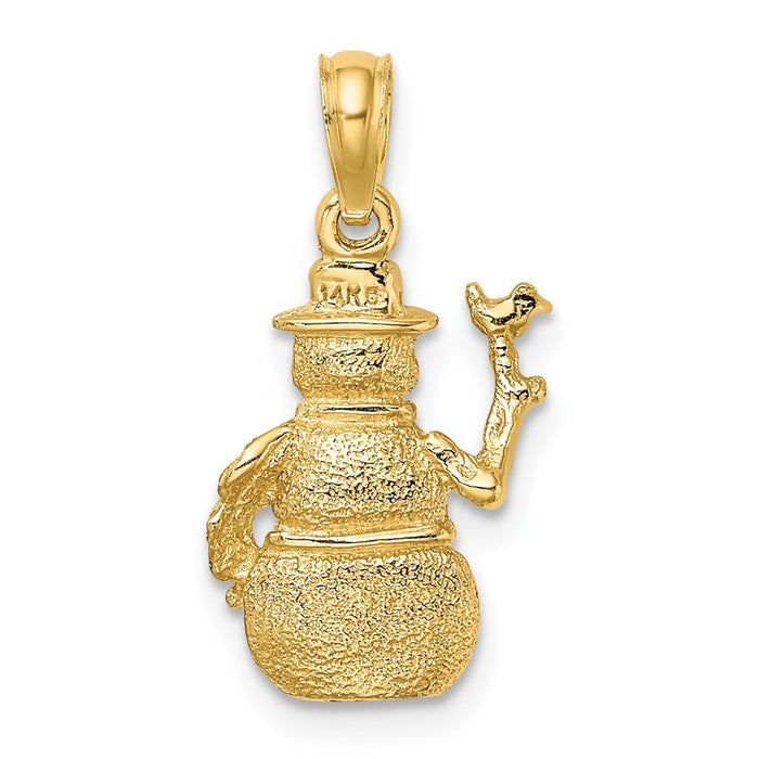 Million Charms 14K Yellow Gold Themed Satin & Polished 3-D Snowman Charm