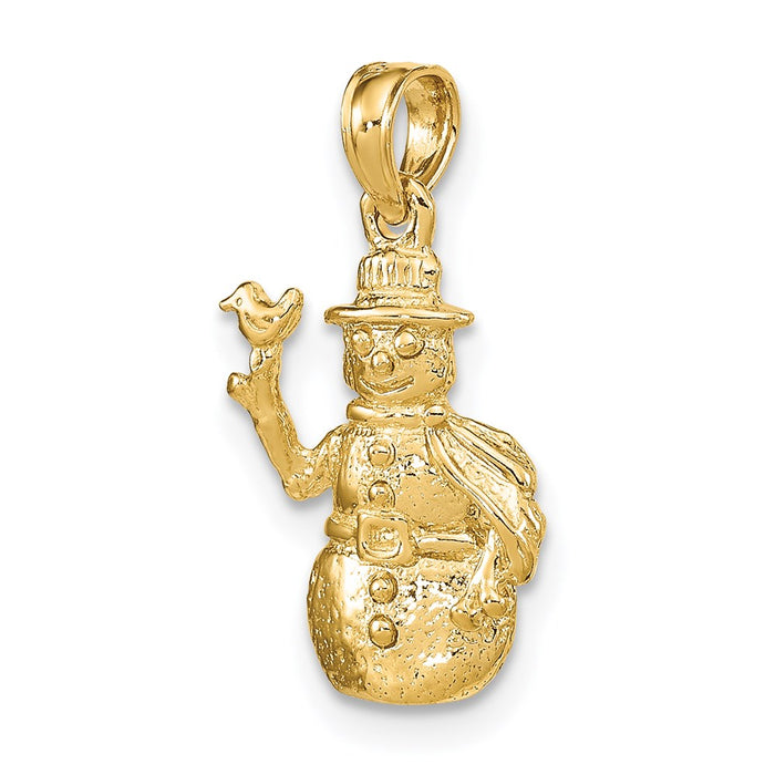 Million Charms 14K Yellow Gold Themed Satin & Polished 3-D Snowman Charm