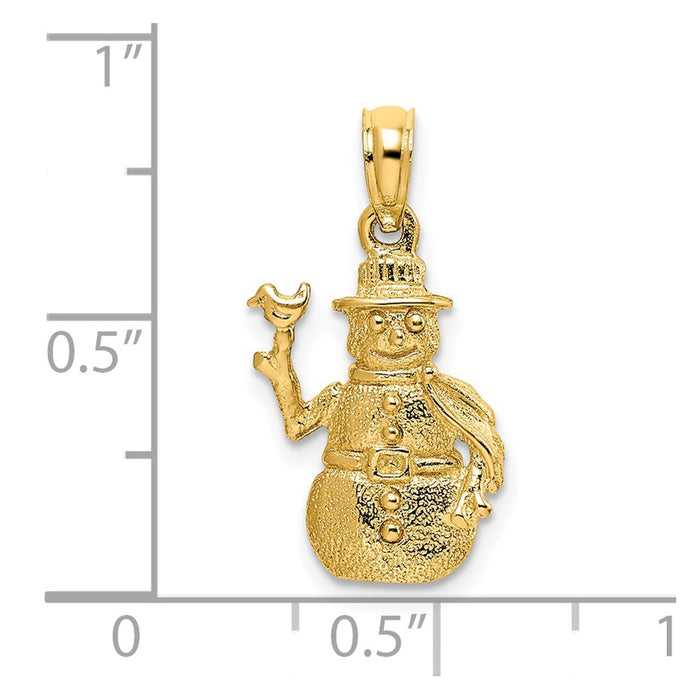 Million Charms 14K Yellow Gold Themed Satin & Polished 3-D Snowman Charm