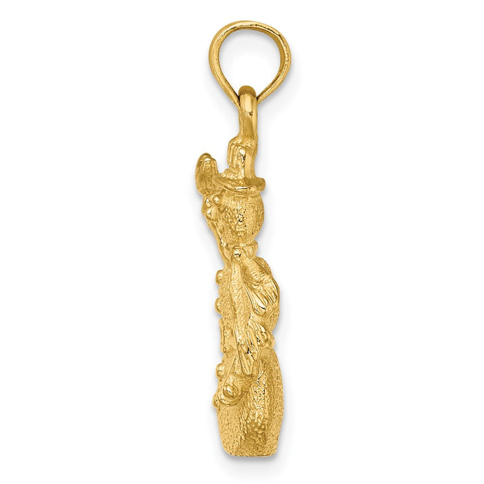 Million Charms 14K Yellow Gold Themed Satin & Polished 3-D Snowman Charm