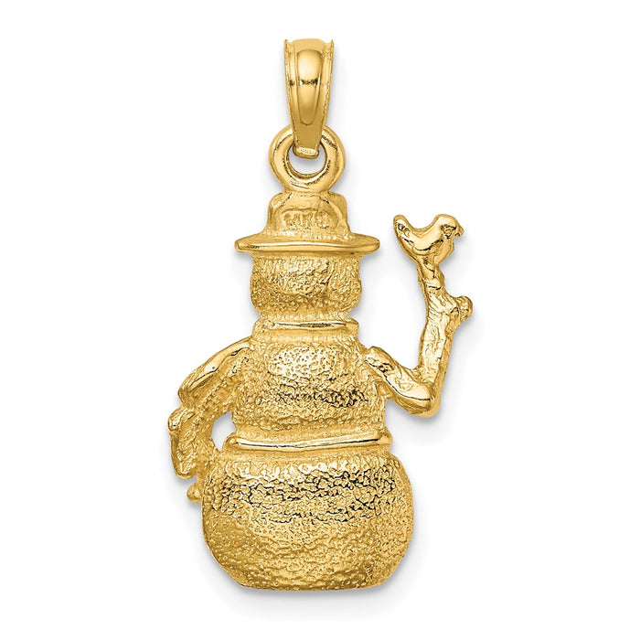 Million Charms 14K Yellow Gold Themed Satin & Polished 3-D Snowman Charm