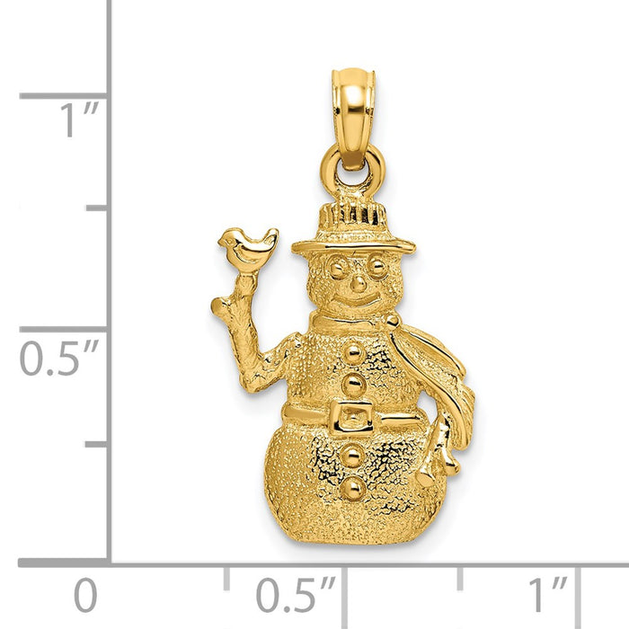 Million Charms 14K Yellow Gold Themed Satin & Polished 3-D Snowman Charm