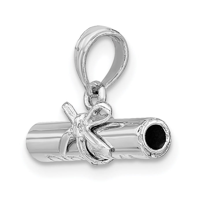 Million Charms 14K White Gold Themed 3-D Diploma Rolled Up Charm