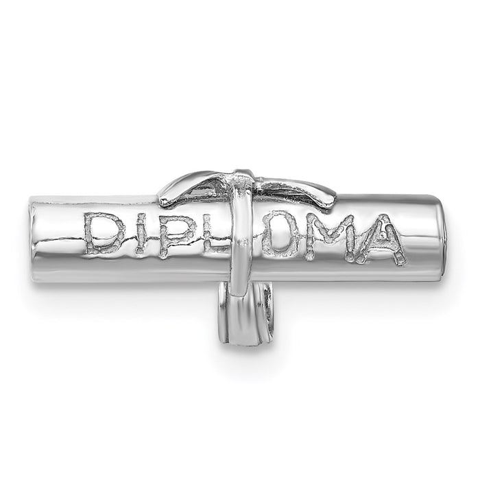 Million Charms 14K White Gold Themed 3-D Diploma Rolled Up Charm