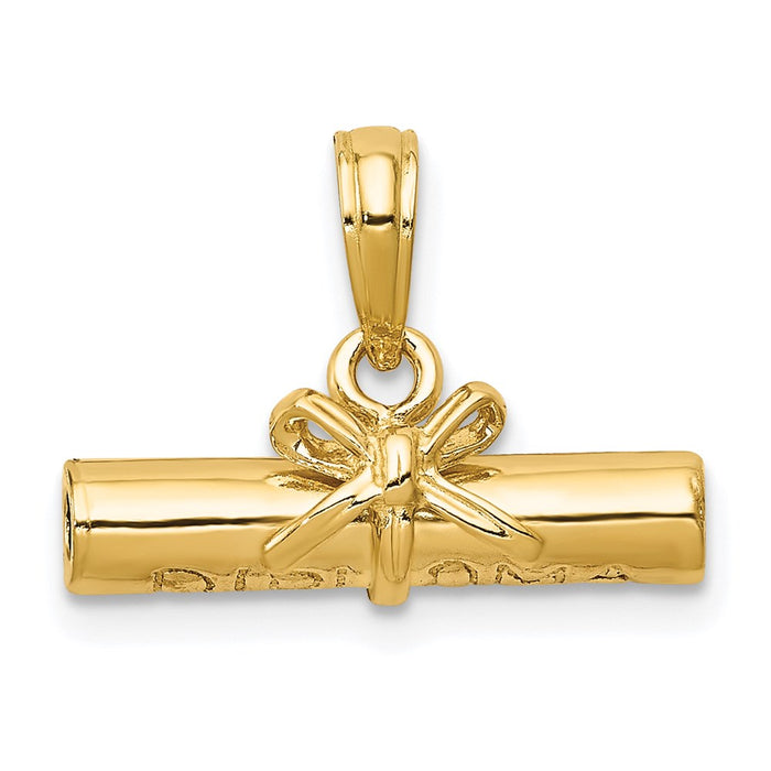 Million Charms 14K Yellow Gold Themed Hollow Polished Diploma Pendant