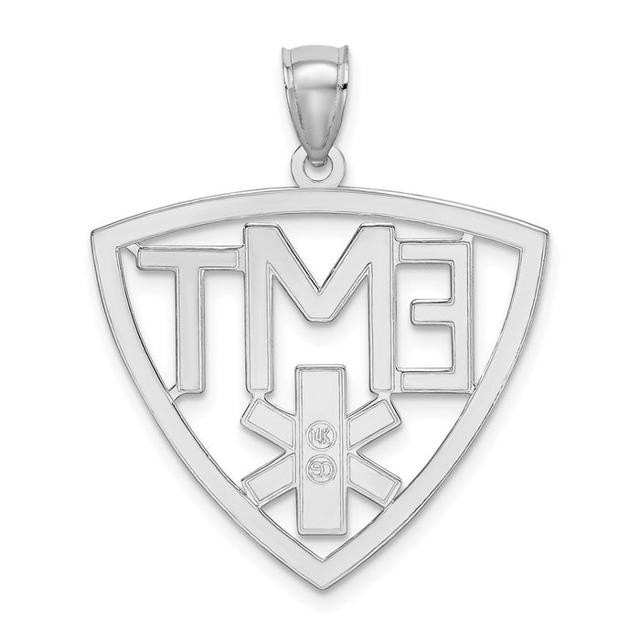 Million Charms 14K White Gold Themed Polished & Cut-Out Emt Charm