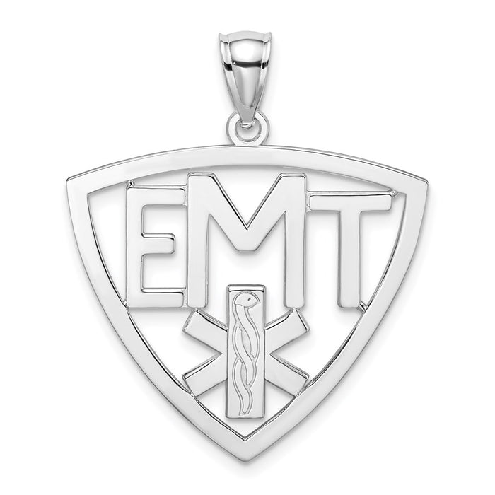 Million Charms 14K White Gold Themed Polished & Cut-Out Emt Charm