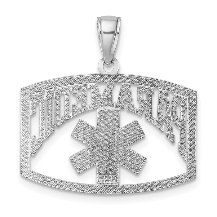 Million Charms 14K White Gold Themed Cut-Out Paramedic In Frame Charm