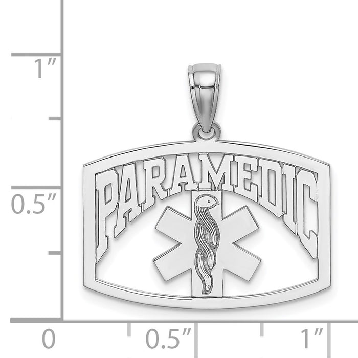 Million Charms 14K White Gold Themed Cut-Out Paramedic In Frame Charm