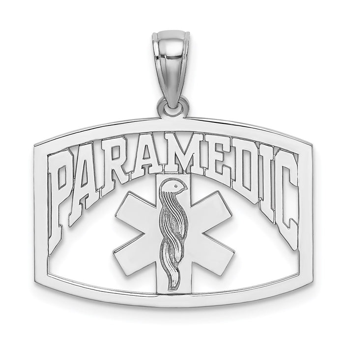 Million Charms 14K White Gold Themed Cut-Out Paramedic In Frame Charm