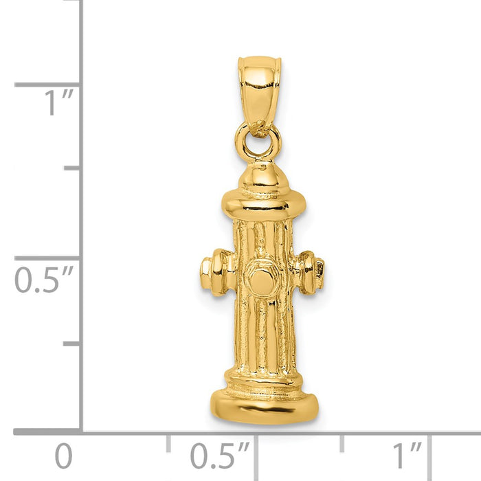 Million Charms 14K Yellow Gold Themed 2-D Fire Hydrant Charm