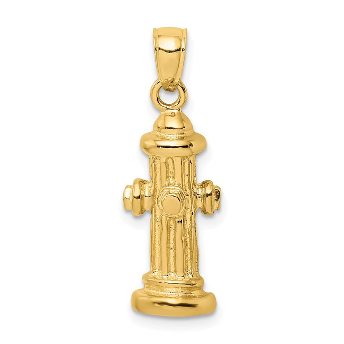 Million Charms 14K Yellow Gold Themed 2-D Fire Hydrant Charm