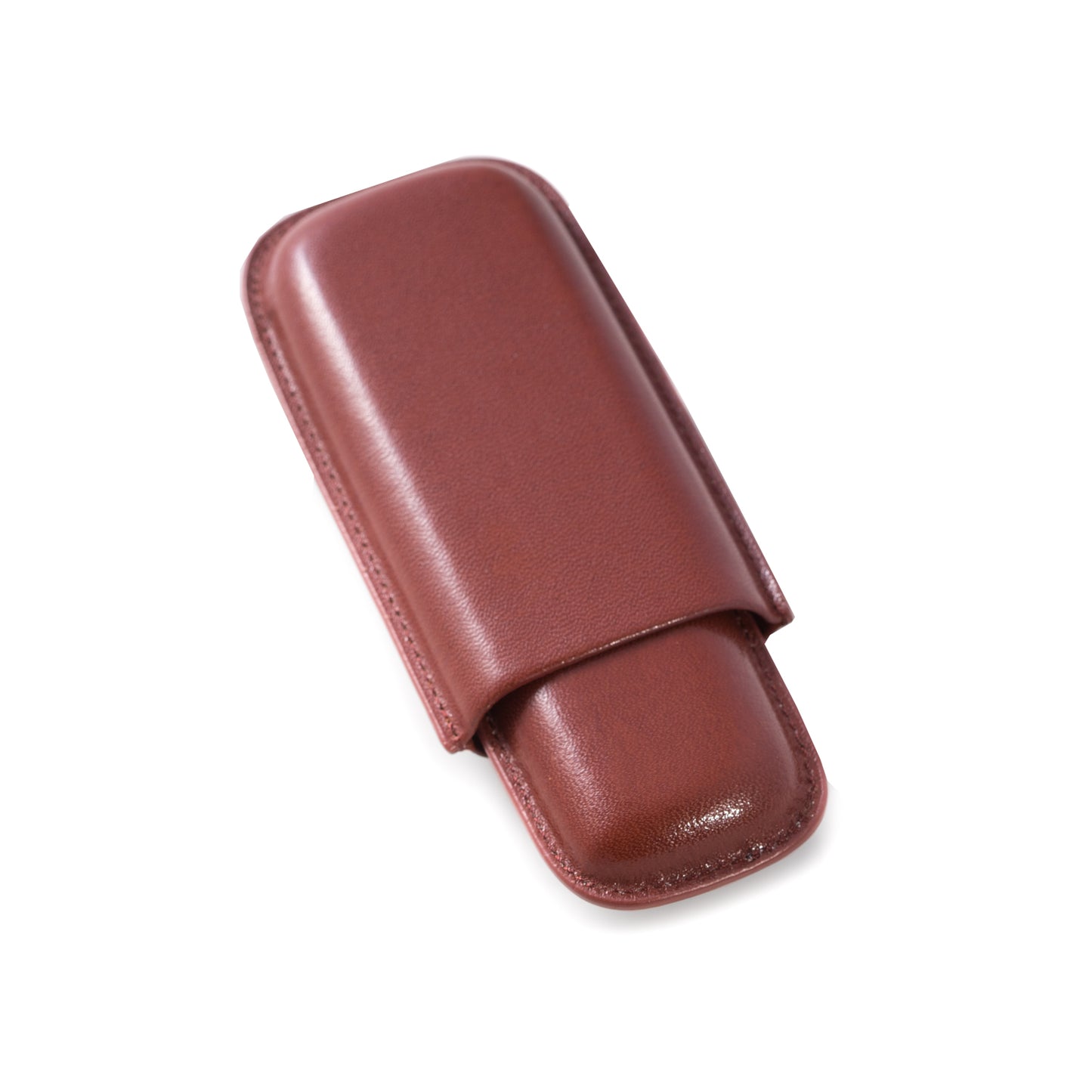 Occasion Gallery Cognac Color Cognac Leather Telescoping Two Cigar Case.  6 L x 2.5 W x 1 H in.