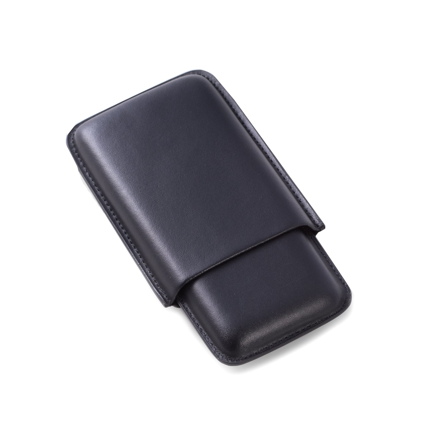 Occasion Gallery Black Color Black Leather Telescoping Three Cigar Case.  6 L x 3.5 W x 1 H in.