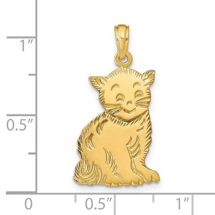 Million Charms 14K Yellow Gold Themed Polished Cat Charm