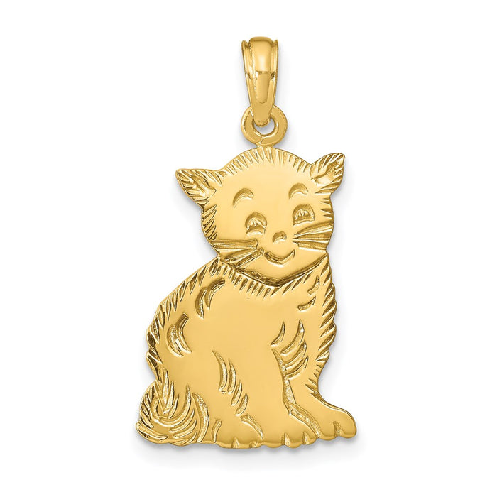 Million Charms 14K Yellow Gold Themed Polished Cat Charm