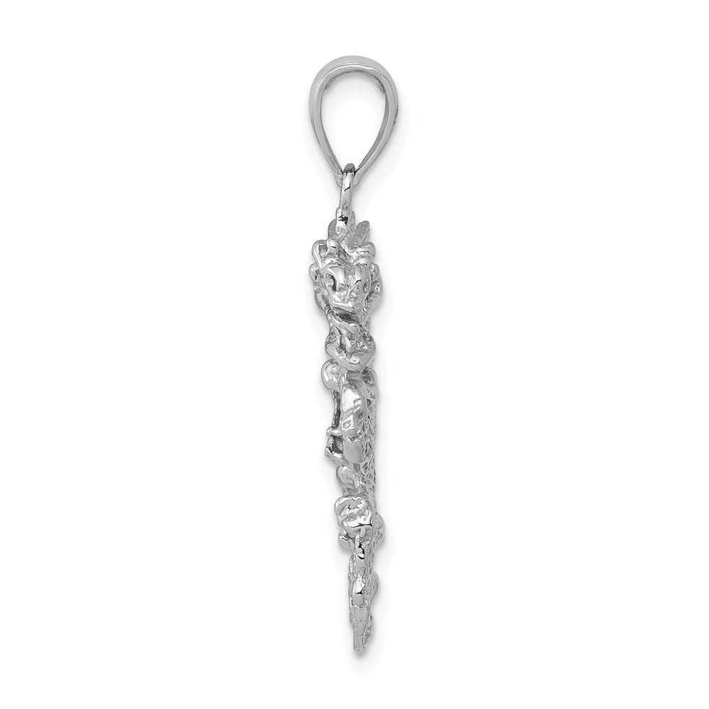 Million Charms 14K White Gold Themed 3-D Dragon Charm