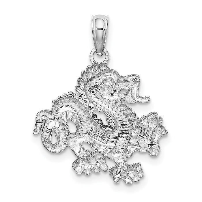 Million Charms 14K White Gold Themed Small Dragon Charm
