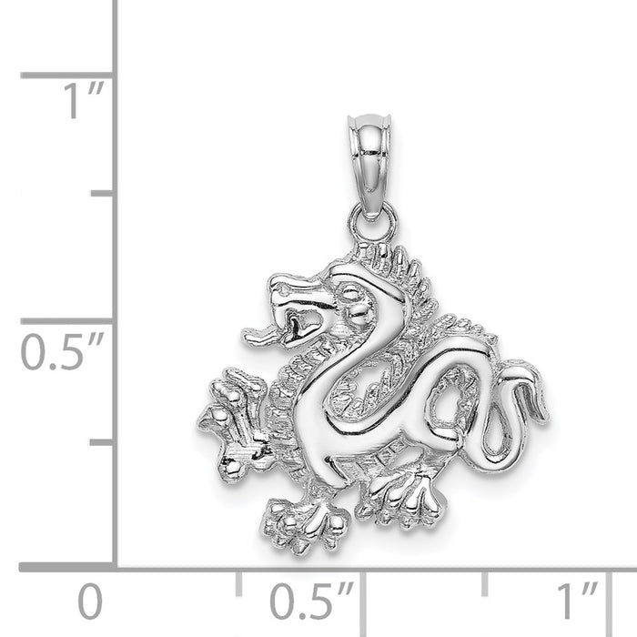 Million Charms 14K White Gold Themed Small Dragon Charm