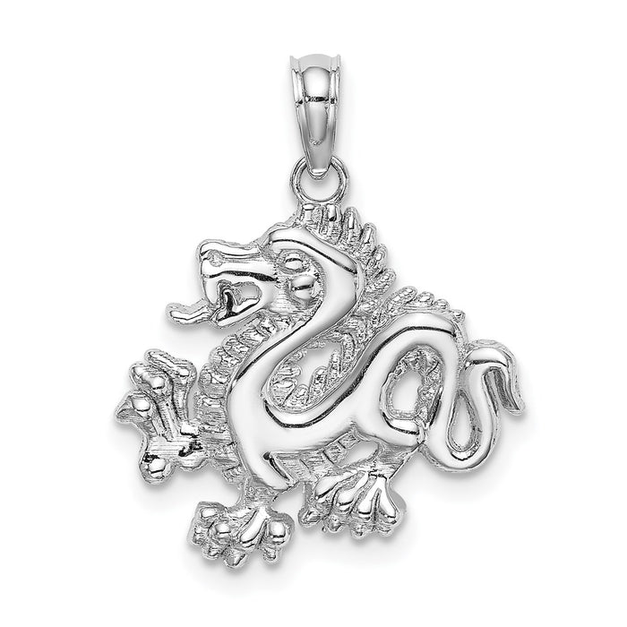 Million Charms 14K White Gold Themed Small Dragon Charm